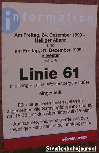 Aushang Linie 61